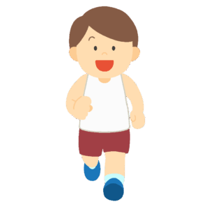 正面から見た走る男性の無料イラスト素材(マラソン・ジョギング・体育・運動)