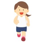 正面から見た走る女性の無料イラスト素材（マラソン・ジョギング・体育・運動）