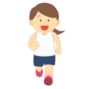 正面から見た走る女性の無料イラスト素材(マラソン・ジョギング・体育・運動)