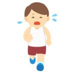 疲れた様子で走る男の子の無料イラスト素材 (しんどい・運動・体力)