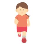 正面から見た走る女性の無料イラスト素材 (ランニング・ジョギング・スポーツ)