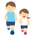親子でランニングする父親と娘の無料イラスト素材 (家族・健康・スポーツ)