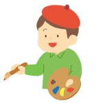 パレットを持った画家の無料イラスト素材（アーティスト・美術・創作・人物イラスト）