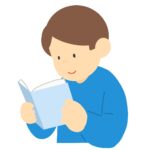 本を読む男性の無料イラスト素材（読書・知識・勉強・落ち着いた時間）