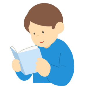 本を読む男性の無料イラスト素材(読書・知識・勉強・落ち着いた時間)