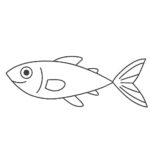 魚（白黒）の無料イラスト素材(海の生き物・塗り絵・シルエット)
