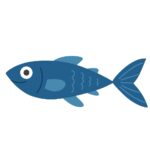 青色の魚の無料イラスト素材(海の生き物・水族館・青)