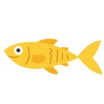 黄色の魚の無料イラスト素材(海の生き物・可愛い・ポップ)