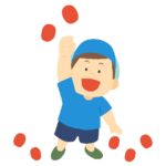 玉入れをする男の子 の無料イラスト素材 (運動会・体育祭・学校行事)