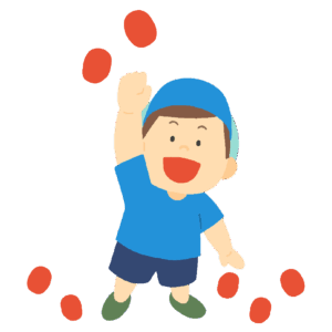 玉入れをする男の子 の無料イラスト素材 (運動会・体育祭・学校行事)