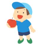 clip art of boy holding apple(nutrition education/health/autumn)