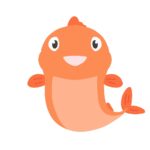 魚のキャラクター（正面）の無料イラスト素材(海の生き物・可愛い・アイコン)