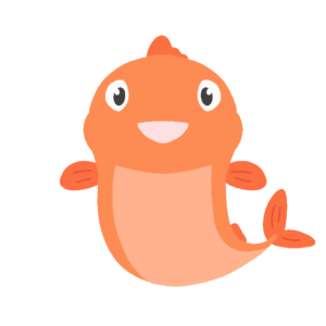 魚のキャラクター(正面)の無料イラスト素材(海の生き物・可愛い・アイコン)