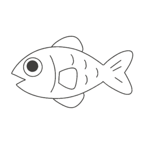 小さな魚(白黒)の無料イラスト素材(海の生き物・塗り絵・モノクロ)