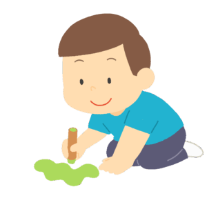 clip art of child doodling on floor(play, education, creativity)