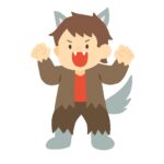 狼男の仮装をする男の子の無料イラスト素材(ハロウィン・コスプレ・イベント)