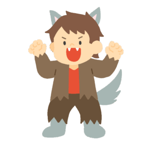 狼男の仮装をする男の子の無料イラスト素材(ハロウィン・コスプレ・イベント)