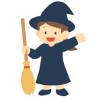 魔女の仮装をしている女の子の無料イラスト素材(ハロウィン・コスプレ・イベント)
