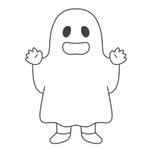 白い布をかぶったおばけに仮装する人の無料イラスト素材(ハロウィン・イベント・パーティー)