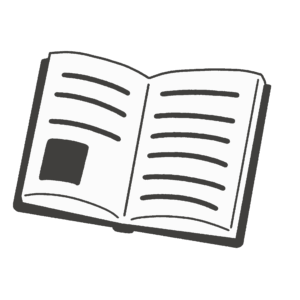 開いた本（白黒）の無料イラスト素材(読書・学習・モノクロ)