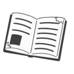 破れた本（白黒）の無料イラスト素材(書籍・破損・モノクロ)