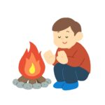 clip art of person who hits bonfire alone(camping/outdoor/autumn)