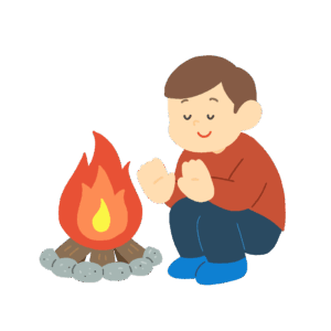 clip art of person who hits bonfire alone(camping/outdoor/autumn)