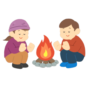clip art of person who hits fire with eyes closed(camping/outdoor/autumn)