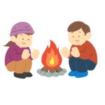 clip art of person who makes campfire(camping/outdoor/autumn)