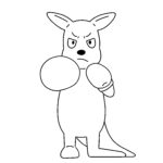 clip art of kangaroo boxing(animal/ sport/ monochrome) free