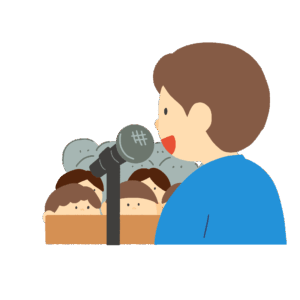 clip art of teacher talking on the platform(school/classroom/education)