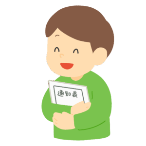 clip art of boy getting report card at closing ceremony(school/event/education)