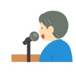話す校長先生の無料イラスト素材(学校・式典・教育)