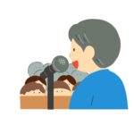 壇上で挨拶する校長先生の無料イラスト素材(学校・式典・教育)