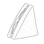 サンドイッチ（白黒）の無料イラスト素材(料理・パン・モノクロ)