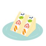 お皿にのったフルーツサンドの無料イラスト素材(料理・パン・カフェ)