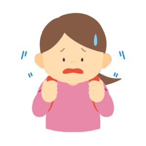 学校に行きたくない女の子の無料イラスト素材(学校・子ども・感情)