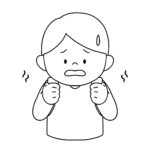 学校に行きたくない子ども（白黒）の無料イラスト素材(学校・モノクロ・子ども)