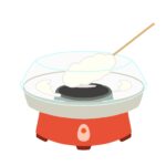 綿菓子機で綿あめを作る無料イラスト素材(お祭り・スイーツ・料理)