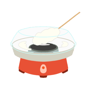 綿菓子機で綿あめを作る無料イラスト素材(お祭り・スイーツ・料理)