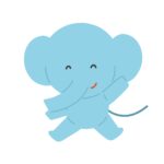 clip art of elephant waving(animal,cute,greeting)