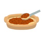 スプーンでドリアをすくう無料イラスト素材(料理・食事・洋食)