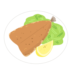 free clip art of fried horse mackerel on a plate(cooking/Japanese food/fried food)