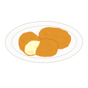 clip art of cream croquette on a plate(cooking/fried food)