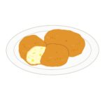 free clip art of corn cream croquette on a plate(cooking/fried food)