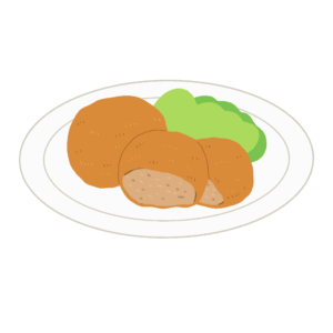 free clip art of menchikatsu on a plate(cooking/fried food)