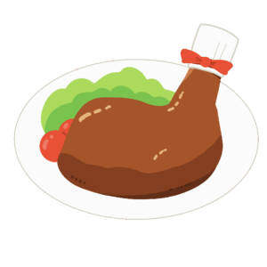 clip art of roast chicken on a plate(cooking/food/meat)