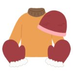 セーターとニット帽と手袋の無料イラスト素材（冬服・防寒着・あったかアイテム）