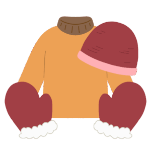 セーターとニット帽と手袋の無料イラスト素材（冬服・防寒着・あったかアイテム）