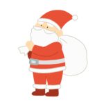 Clip art of Santa Claus with a white bag filled with presents(Christmas/Winter/Gift)